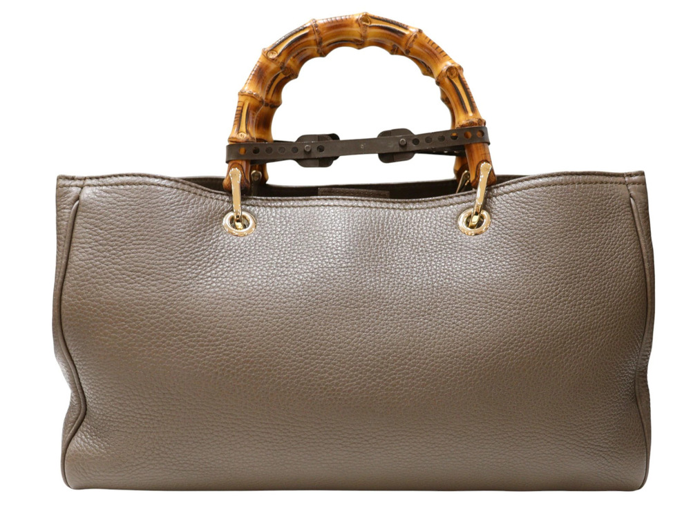 Gucci Leather Bamboo 2way Brown Handbag Crossbody Brown